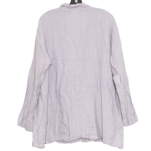 Bryn Walker Tunic Top Linen Lagenlook Minimalist Coastal Grandma Button Up Large - Picture 2 of 9